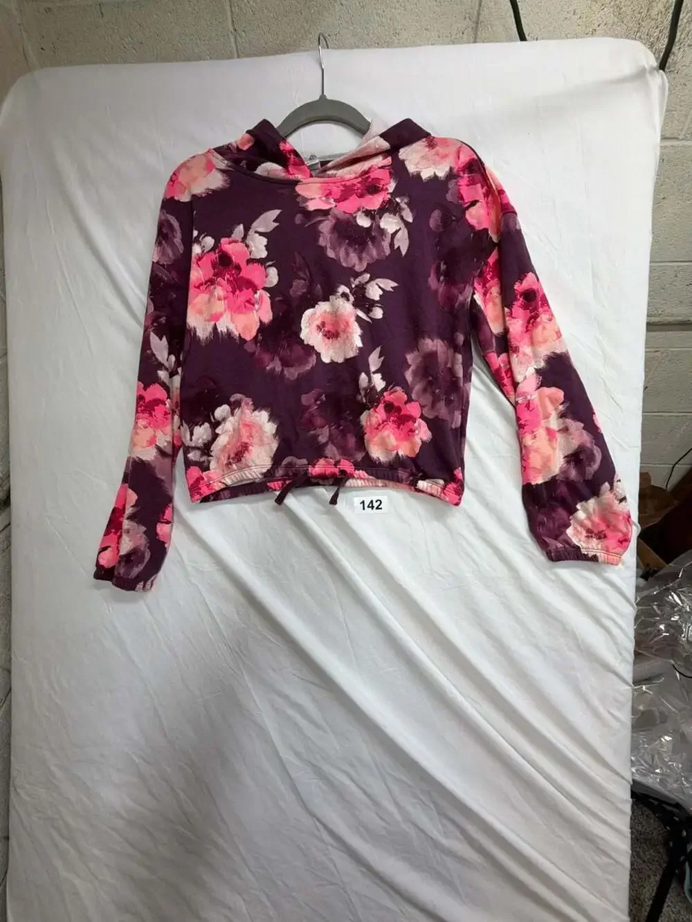 Old Navy Girls Floral Print Cropped Drawstring Hoodie